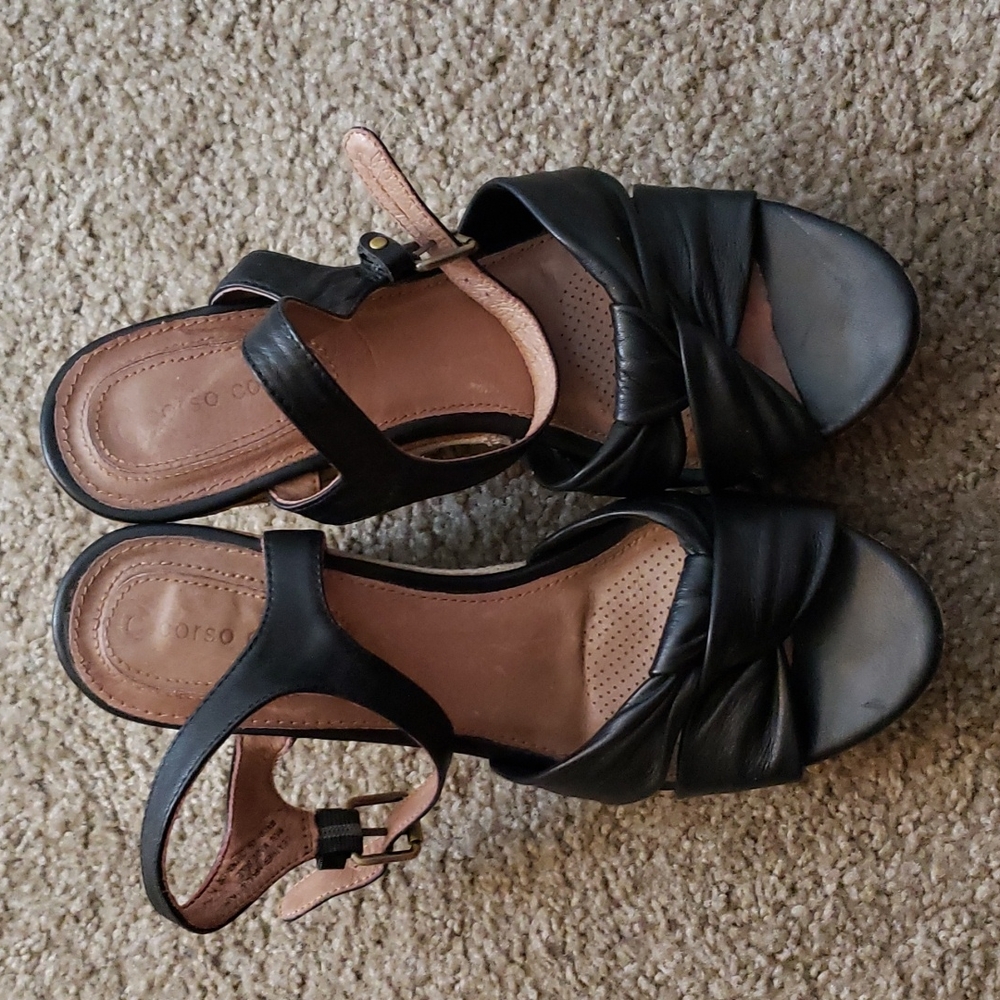 Wedge Sandals, Black, Corso Como